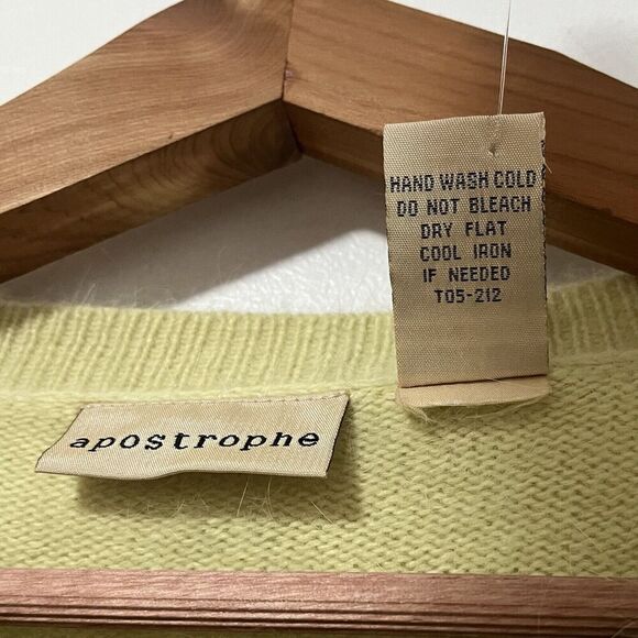 VTG Apostrophe Angora Blend 3/4 Sleeve Button Cardigan Sweater Size M Lime NWOT - Picture 6 of 7